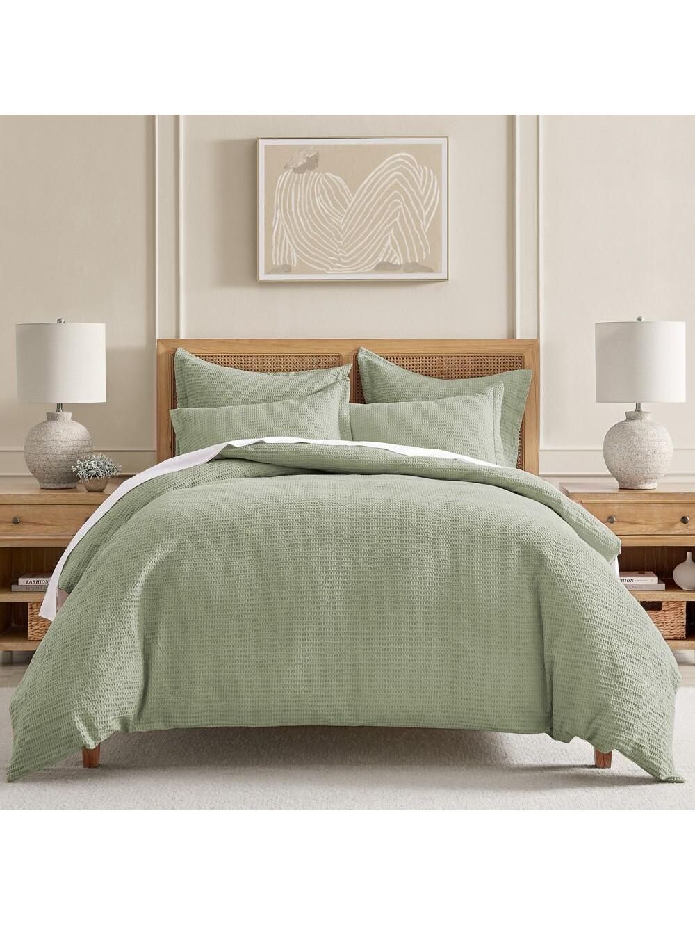#10 Levtex Home Cloud Waffle Desert Sage Twin Duvet Set